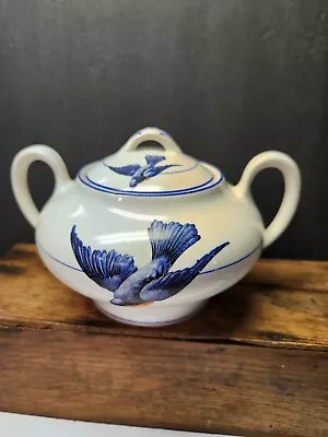 Vintage Carrollton China Bluebird Large Sugar Bowl • $9.95
