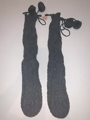 Victoria's Secret PINK Cable Knit MukLuk Socks Slipper M 7 - 8 Gray Grey NWT • $34.49