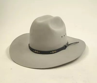 Distressed Stetson Cowboy Hat 7 1/8 | 57 Light Gray 5X BEAVER Western Vintage • $149.99