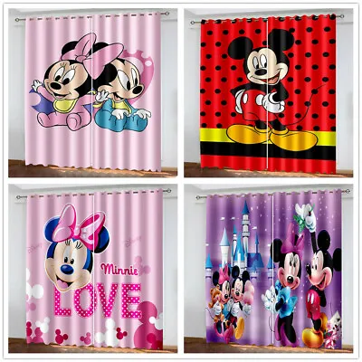 £28.80 • Buy Boys Girls Mickey Mouse Curtains Kids Blackout Curtains Thermal Ring Top Eyelet