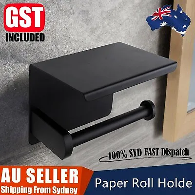 $17.99 • Buy Stainless Steel Toilet Paper Roll Holder Storage Hooks Bathroom Washroom Black