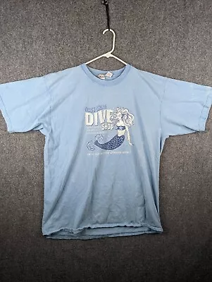 VINTAGE North Shore Dive Shop T Shirt XL Light Blue Mermaid • $12.99
