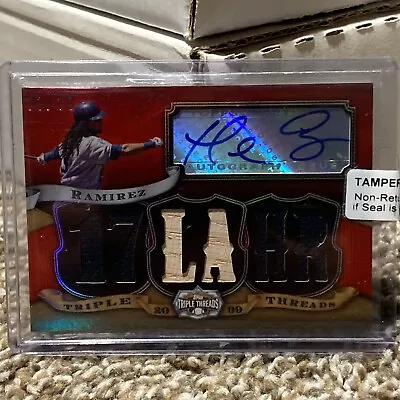 MANNY RAMIREZ Auto Relic # /18 2009 Topps Triple Threads Autograph GU Bat Jersey • $150