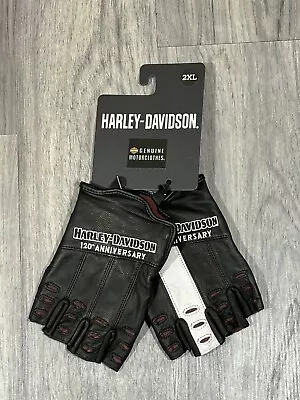 Harley Davidson 120th Anniversary True North Fingerless Leather Gloves Men Sz 2X • $53.99