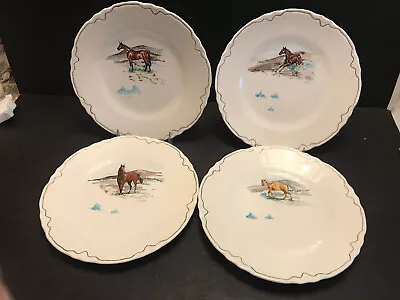 4 Different Vintage Hand Decorated Horse Plates From Keek's Kiln Doyle Calif • $28