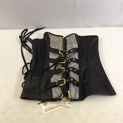 Charmian Womens Black Gray Steampunk Overbust Corset With Chains Size Medium • $34.99