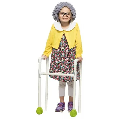 Old Lady Costume Kids Grandma Halloween Fancy Dress • $40.26