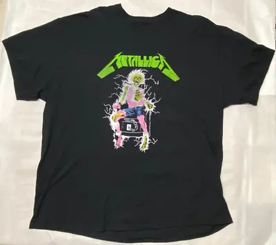 Metallica Pushead Ride The Lightning Electric Chair Graphic Shirt Vtg Size 2XL • $25