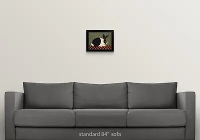 Checkerboard Bunny Black Framed Wall Art Print Rabbit Home Decor • $54.99