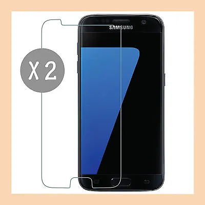 $7.95 • Buy 2 X Tough Tempered Glass Screen Protector Film For Samsung Galaxy S7 + S7 Edge