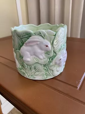 Haldon Group Japan Planter White Bunny Rabbit Vase Medium 5.25” X 4.5” Vintage • $49.90