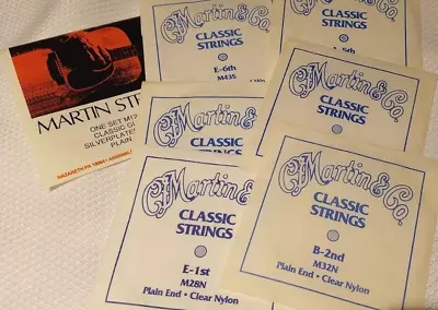 (6) Martin Strings M120 Classic Guitar  Silverplated Wound Plain End (M) • $9.99