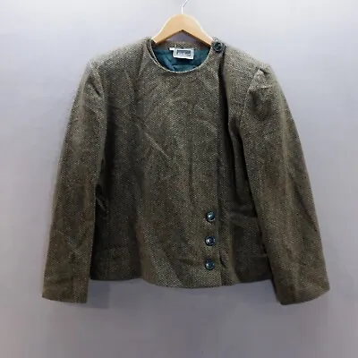 £30.51 • Buy Vintage LUISA SPAGNOLI Womens Jacket 46 IT Brown Tweed Wool Alpaca Lined