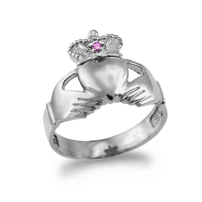 Sterling Silver Mens Claddagh CZ Birthstone Ring • $49.99