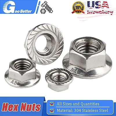 A2 Stainless Steel Serrated Hex Flange Lock Nut DIN6923 Free Shipping All Sizes • $6.35