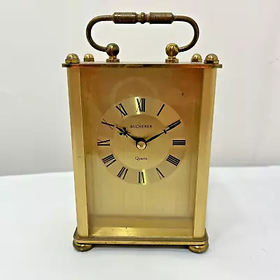 Vintage Brass Bucherer Desk Carriage Clock Kienzle Quartz Germany • $92.65