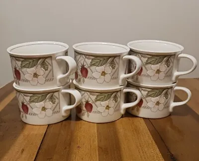 Vintage Mikasa Intaglio CAC55 Strawberry Fair Tea Cups Coffee Mugs Set Of 6 • $25