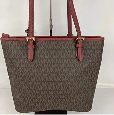 Michael Kors Jet Set Ew Signature Tote Brown Cinnabar Handbag Bag New • $198