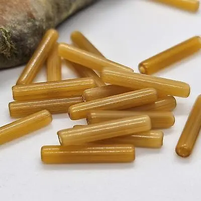 20 True Vintage Wheat Color 14mm Bugle Tube Glass Beads DIY Jewelry Making • $6.50