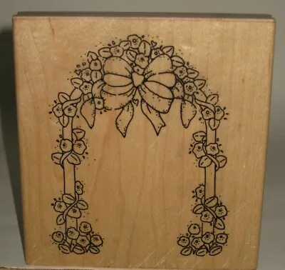 Rubber JRL Design Stamp Wedding Bower Arbor Garden Arch Wood Mount 5.25  X 5.5  • $4.99