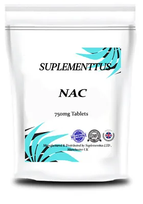 NAC (N Acetyl L-Cysteine) 750mg Tablet Natural - Suplementtus UK Manufactured • £6.99