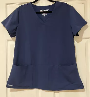 Grey’s Anatomy Women’s Size Large Scrub Top Signature Navy Blue • $9.99