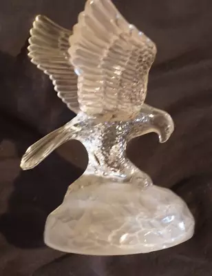 CRYSTAL FLYING EAGLE FIGURINE FRANCE D'Arques 24% LEAD CRYSTAL ~FROSTED BASE 7  • $28