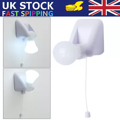 1/2/4 X LED Bulb Stick Battery Operated Wall Mount Pull Cord Cupboard Light Lamp • £10.98