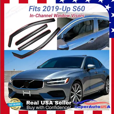 For 2019-Up Volvo S60 In-Channel Vent Window Visors Sun Rain Guard Deflectors • $59.89