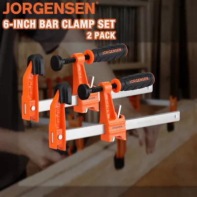 Jorgensen 2-Packs 6  Bar Clamp Set Steel F Clamp Light Duty 300 Lbs Load Limited • $25.99