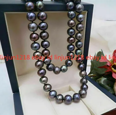 New Natural 8-9mm Tahitian Black Pearl Round Beads Necklace 18-36inches • $14.99