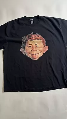 Vintage Alfred E Neuman MAD Magazine MAD TV GIDAN Printed T-Shirt Back Print 2XL • $40