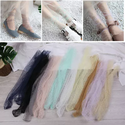 Transparent Ladies Mesh Ankle Socks Dot Lace Socks Female Meias Tulle Socks • $3.72