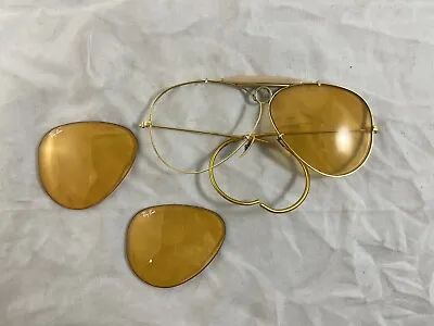 Vintage Ray Ban Aviator Shooting Glasses Kalichrome Yellow Lenses • $59