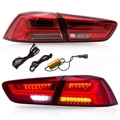$169.99 • Buy Pair LED Tail Lights For 2008-2020 Mitsubishi Lancer EVO X Wiping Turn Indicator