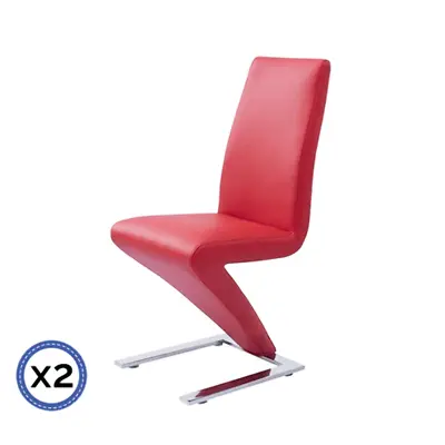 NNEDSZ Z Shape Red Leatherette Dining Chairs With Stainless Base • £428.75