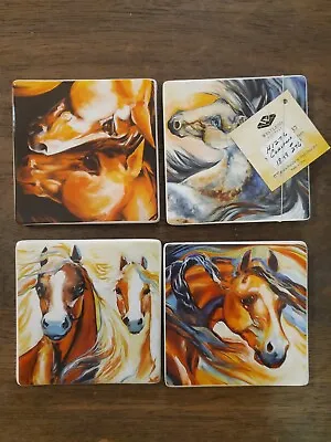 WESTLAND Horse Coasters Different Colors 4 Marcia Baldwin Next Day Art RARE • $24