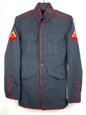 USMC Marine Corps E-3 Enlisted Dress Blues Blouse Jacket Size 38R 38 Regular • $50.99
