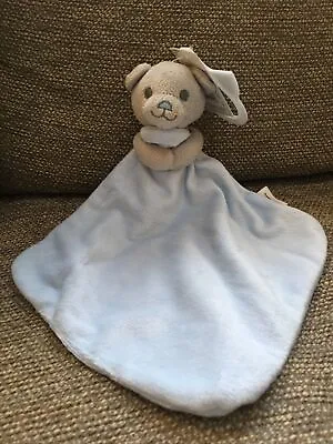 NEW Tesco Baby F&F Grey Teddy Bear Blue Comforter Doudou Blankie Soft Toy BNWT • £10