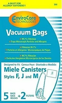 Miele Canister Vacuum Anti-Allergen Filtration Type FJM Bags 5 Pk Part # C205 • $14.87