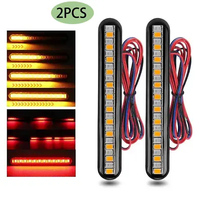 2X Motorcycle LED Brake Stop Turn Signal Tail Light Strip Bar Flowing Sequential • $9.87