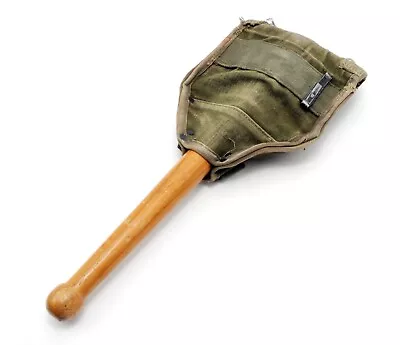 Vintage 70s Romanian Army Military Surplus Folding Shovel With Canvas Sheath • $39.95