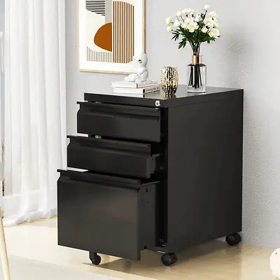 3 Drawer File Cabinet With LockUnder Desk Metal Filing Cabinet For Home Office • $99.99