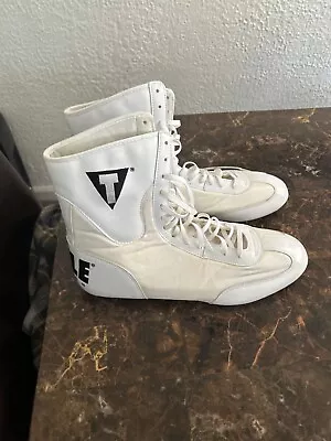 Vintage Title Boxing Shoes Mens Size 12 White Lace Up Sneakers • $41