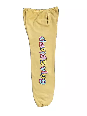 Davids Dobrik Vlog Yellow Graphic Drawstring Jogger Fleece Sweatpant Unisex Sz S • $4.99