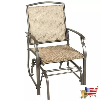 Patio Chairs Steel Frame Garden Swing Single Glider Chair Rocking Seating Brown • $184.97