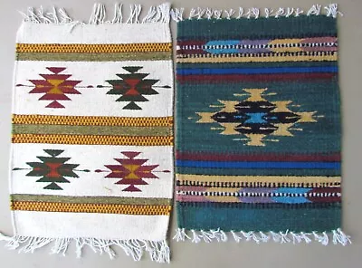 2 Vintage Woven Wool Mexican Place Mats Southwestern Pattern • $19.99
