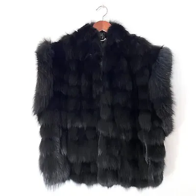 Size Large - Vintage Dark Fur Mink Vest Coat Satin Lined • $95