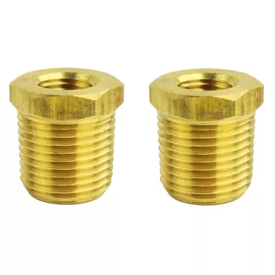 Two 1/2  MNPT X 1/4  FNPT Solid Brass Bushings Reducer Fitting Reducing Adapter • $9.95