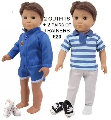 *Lots Of 18  BOY Doll Clothes. Trainers Shoes Football. Our Generation Baby Born • £6